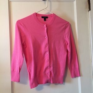 J. Crew Pink Cotton Jackie Cardigan Sweater